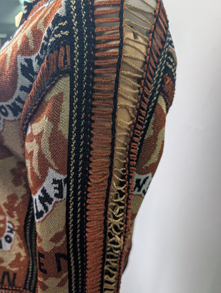 Gold Rockstud Manifeesto Bandana Knit Cardigan