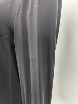 Black Ruffle-trimmed Sheer Blouse with Pearl Button