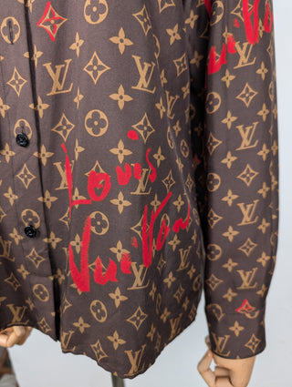Brown Monogram Shirt With Graffiti