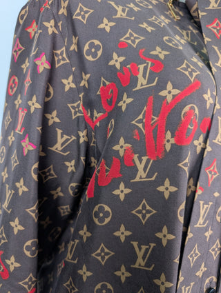 Brown Monogram Shirt With Graffiti