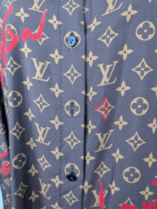 Brown Monogram Shirt With Graffiti