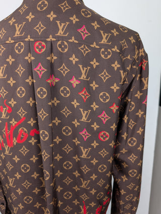 Brown Monogram Shirt With Graffiti