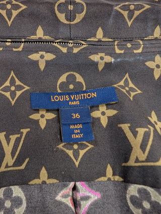Brown Monogram Shirt With Graffiti