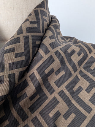 Brown Monogram Square Silk Scarf with Pink Trimmings