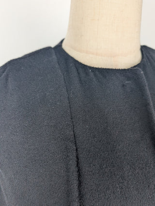 Black Cape Coat With Fur Pockets