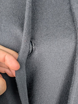 Black Cape Coat With Fur Pockets