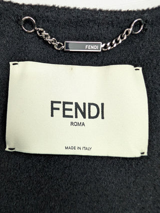 Black Cape Coat With Fur Pockets