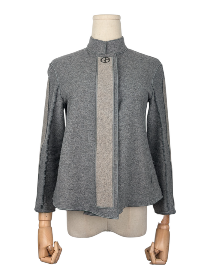 Grey Cashmere Jacket with Beige Patches