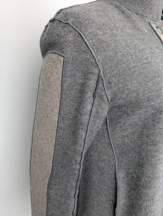 Grey Cashmere Jacket with Beige Patches