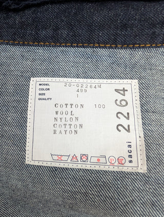 Dark Blue Denim Velour-Trimmed Jacket