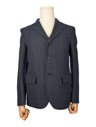 Navy Wool Jacket With Denim At The Back