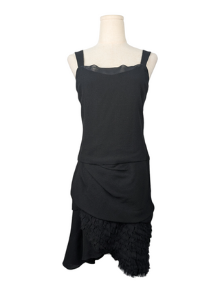 Black Strap Dress With Chiffon Mesh