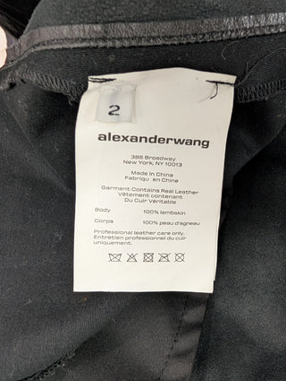 Black Ruched lambskin Leather Shirt Jacket