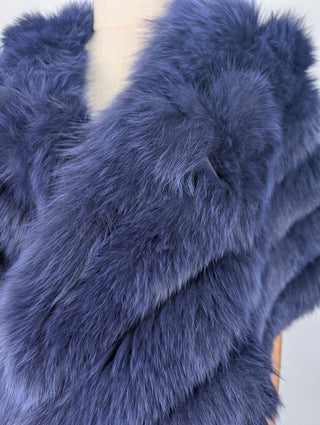Violet Blue Fox Fur Shawl