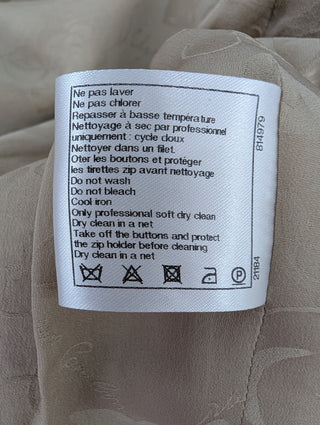 Beige Cotton Tweed Jacket With Zipper And Buttons