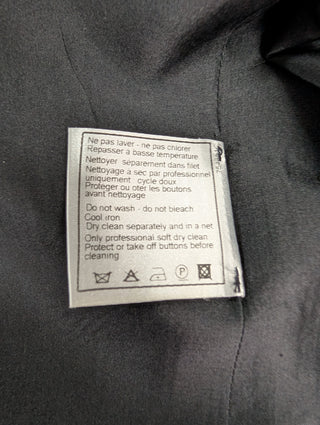 Black Silk Open Short Jacket, Interlocking CC Logo On Lower Front