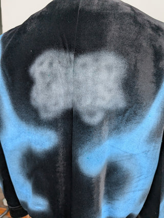 Black Velvet Zip Up Jacket With Dash Of Blue And Green