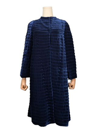 Midnight Blue Velvet Long Coat