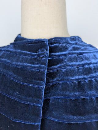 Midnight Blue Velvet Long Coat