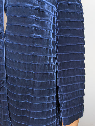 Midnight Blue Velvet Long Coat