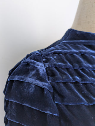 Midnight Blue Velvet Long Coat