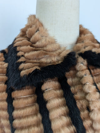 Brown And Black Short Fur Jacket