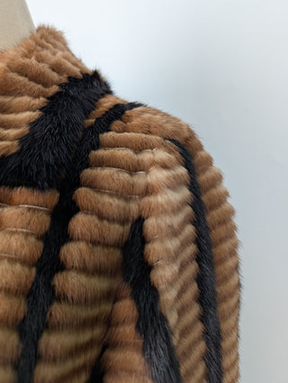 Brown And Black Short Fur Jacket