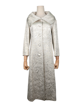 Silver Overall Embossed Evening Coat