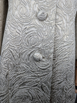 Silver Overall Embossed Evening Coat