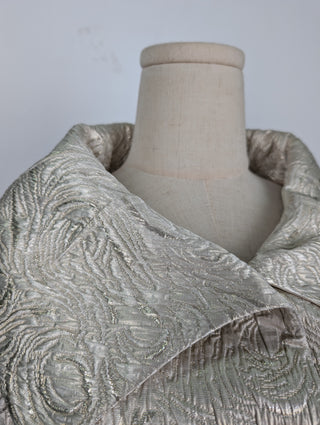 Silver Overall Embossed Evening Coat