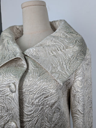 Silver Overall Embossed Evening Coat