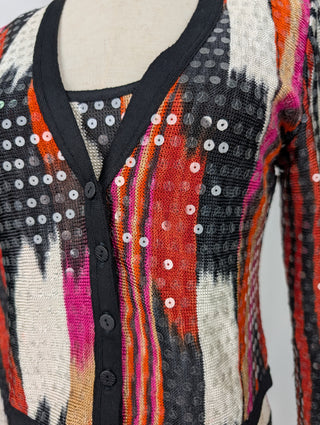 Multicolor Twin Set With Overall Glitter Sequins
