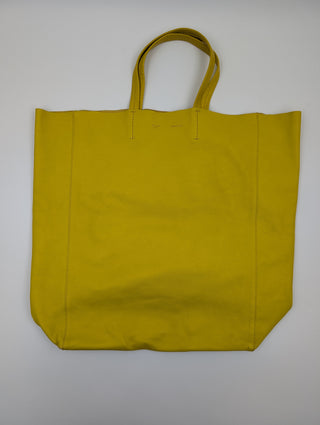 Yellow Cabas Leather Tote Bag