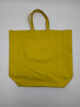 Yellow Cabas Leather Tote Bag