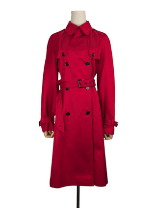 Red Shimmering Mid-Length Trench Coat