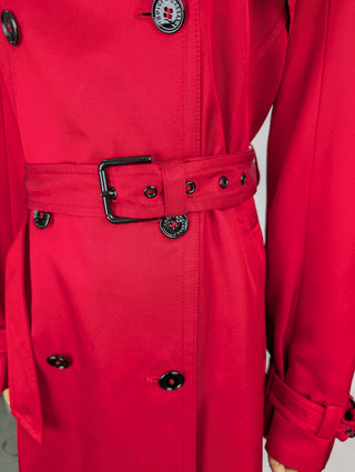 Red Shimmering Mid-Length Trench Coat