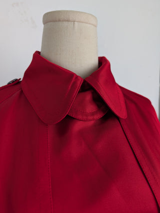 Red Shimmering Mid-Length Trench Coat
