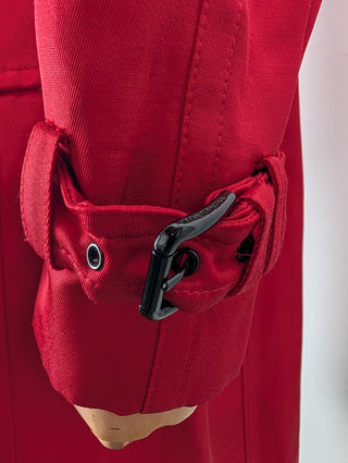 Red Shimmering Mid-Length Trench Coat