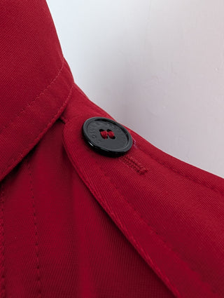Red Shimmering Mid-Length Trench Coat