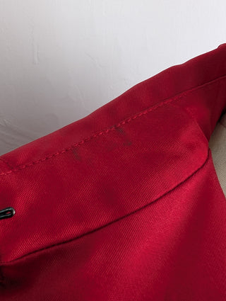 Red Shimmering Mid-Length Trench Coat