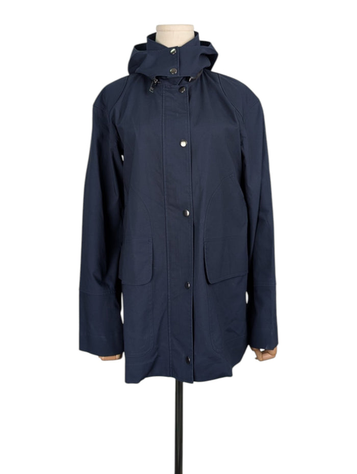 Navy Hooded Mid-Length Jacket