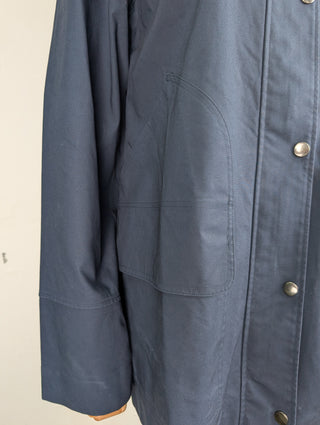 Navy Hooded Mid-Length Jacket