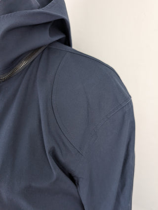 Navy Hooded Mid-Length Jacket