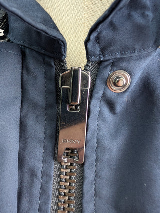Navy Hooded Mid-Length Jacket