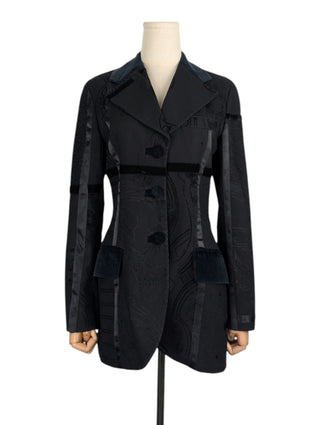 Black Wool Fitted 3-Button Jacket