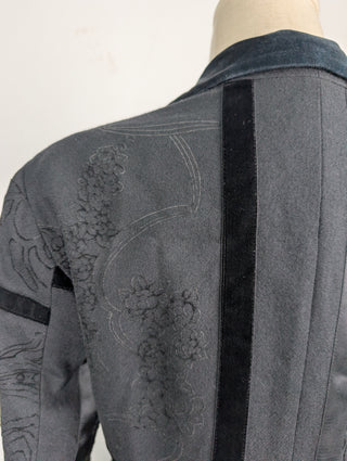 Black Wool Fitted 3-Button Jacket