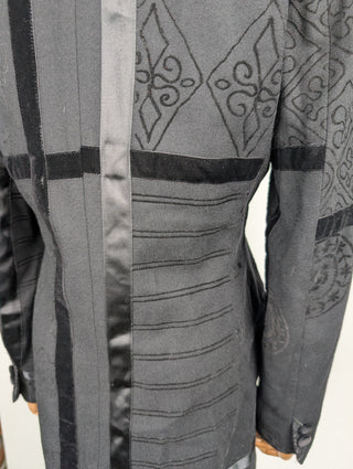 Black Wool Fitted 3-Button Jacket