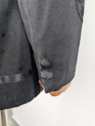 Black Wool Fitted 3-Button Jacket