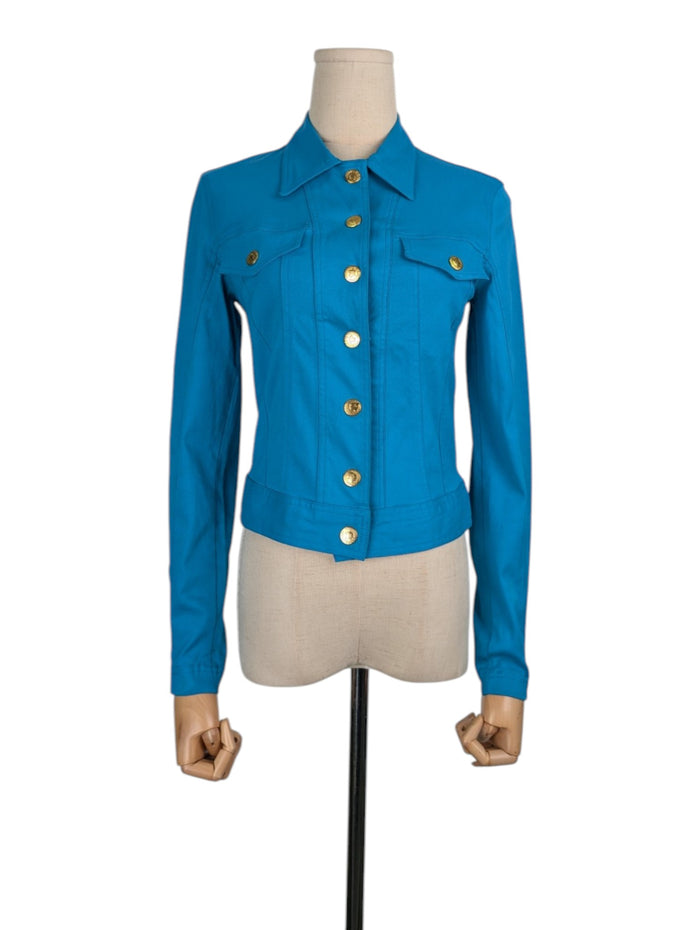 Vibrant Blue Stretched Denim Top