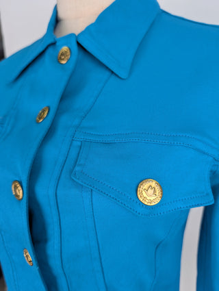 Vibrant Blue Stretched Denim Top